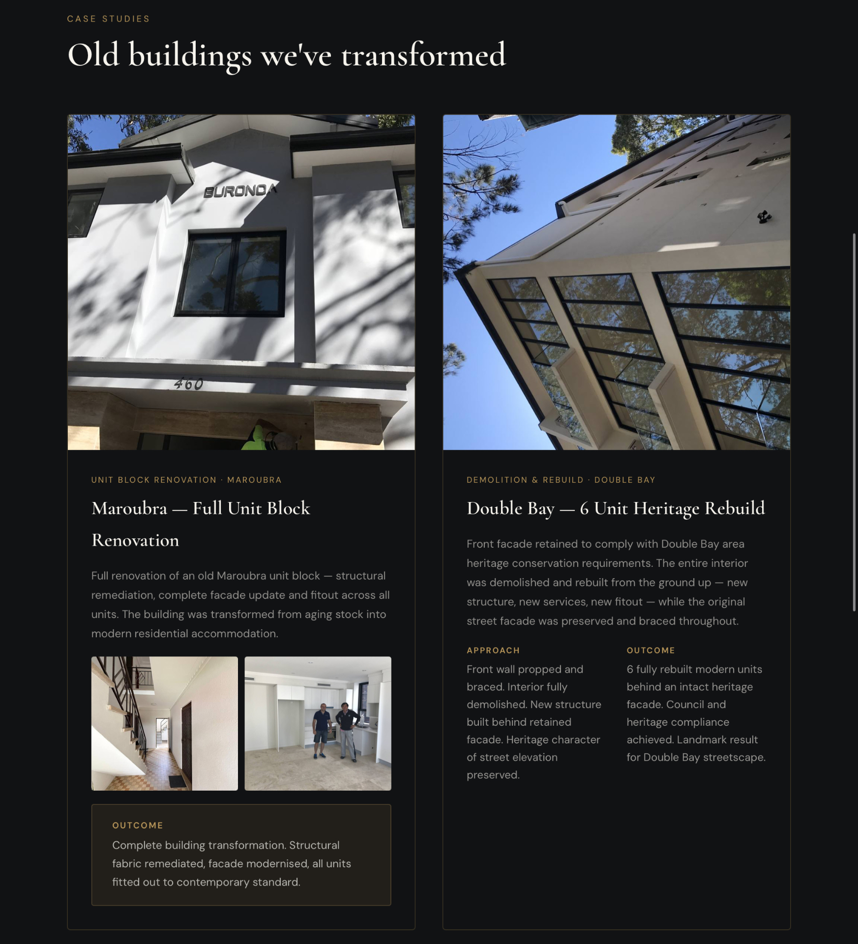 Double Bay — 6 Unit Heritage Rebuild (Buronga) — Demolition & rebuild · Heritage façade · Compliance recovery