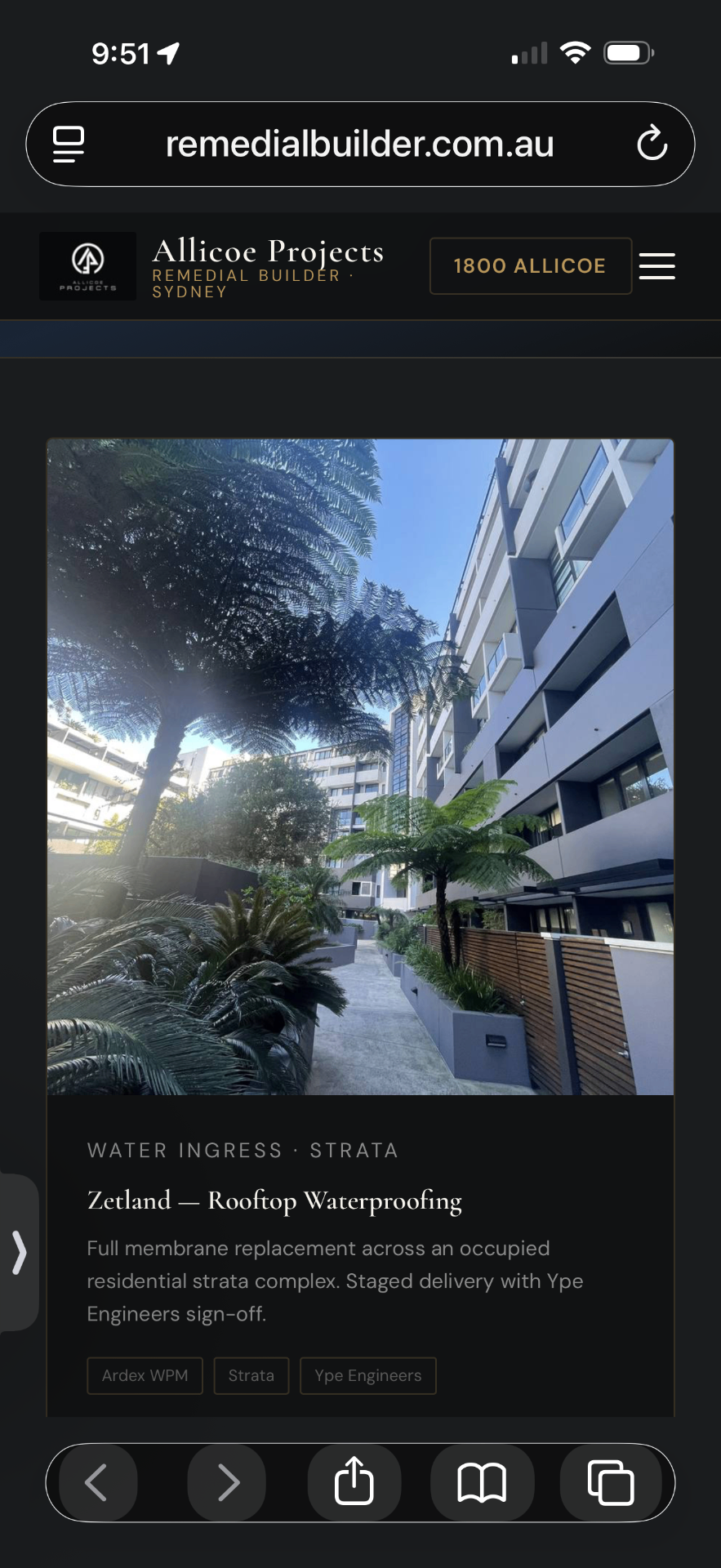 Zetland Residences — Building maintenance program — Building maintenance · Planned works · Live Board